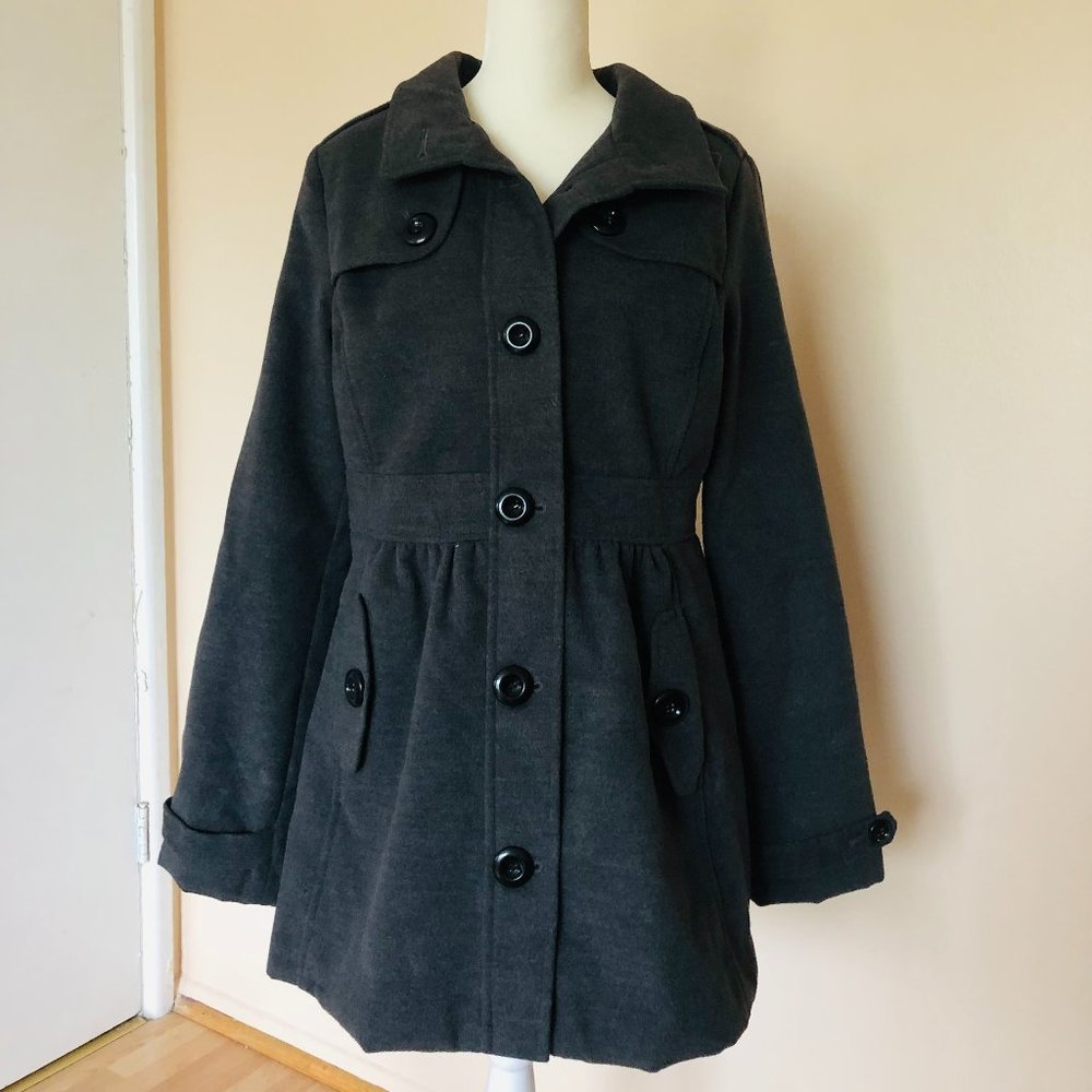 Iz Byer - Long Grey Pea Coat